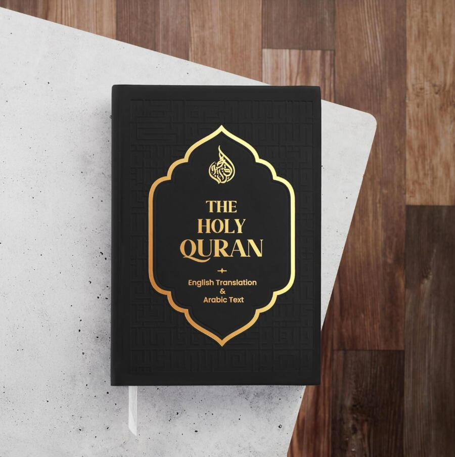 The Holy Quran (English Translation & Arabic Text - Leather Bound)** 📖✨ * **The Item**: The black leather-bound edition by Allamah Nooruddin (priced at **$19.99**