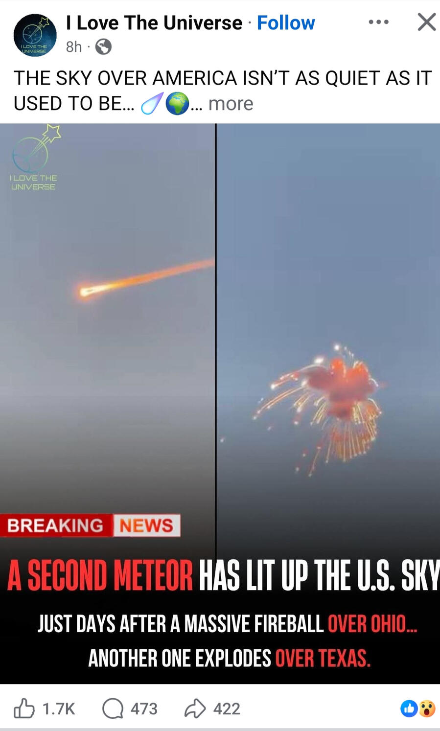🚨 BREAKING: CELESTIAL SHOCKWAVE ☄️⚖️** *“And We have made the heaven a roof, safe and well-guarded: yet they turn away from it THE SKY OPENED**: A meteorite traveling at **40,000 mph** just exploded over the heart of the land. * **THE EARTH SHOOK**: Shockwaves felt across **10 states** have rattled the homes of the old world. * **THE DECREE**: As the corrupt systems begin their co